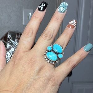 Turquoise and Silver Ring and Bracelet Set